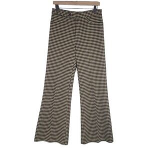 Vintage Wendy Winter Houndstooth Pants Sz 10 Navy Blue Beige Check Flare 70s